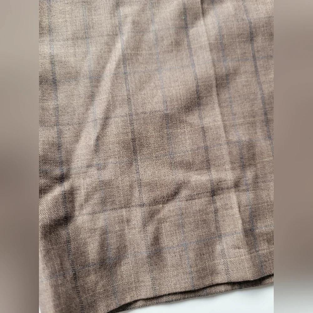 Pamoni Voque London Men's Wool Blend Plaid Pants Brown Size 35